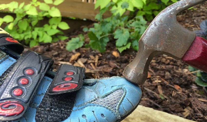 Hammering down the toe box of a conventional road cycling shoe