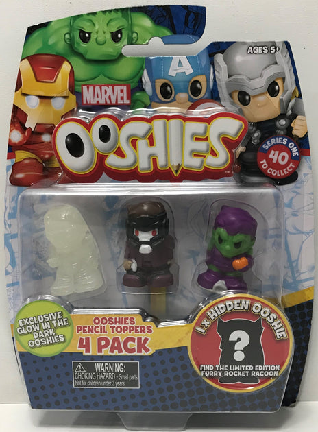 Ooshies Marvel Comics Pencil Toppers 4 Pack Starlord Green Goblin Glow Iron Man 