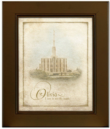 Custom Brown Seattle Temple Art (15x17 Framed Art) (Framed Art)