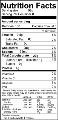 Organic Sourdough Country Loaf - Nutrition