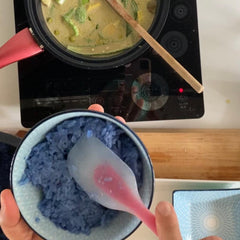 Vegan Avocado Thai Green Curry with Blue Rice