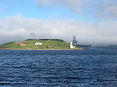 Aircraft carrier behind George's Island