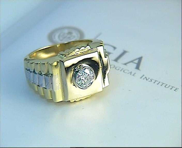 0.98ct Mens Rolex Diamond Ring 18kt 