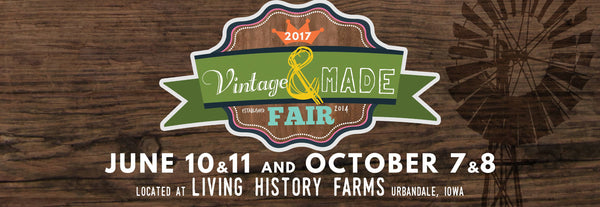 Vintage and Made Fair Iowa poster advertising upcoming handmade market