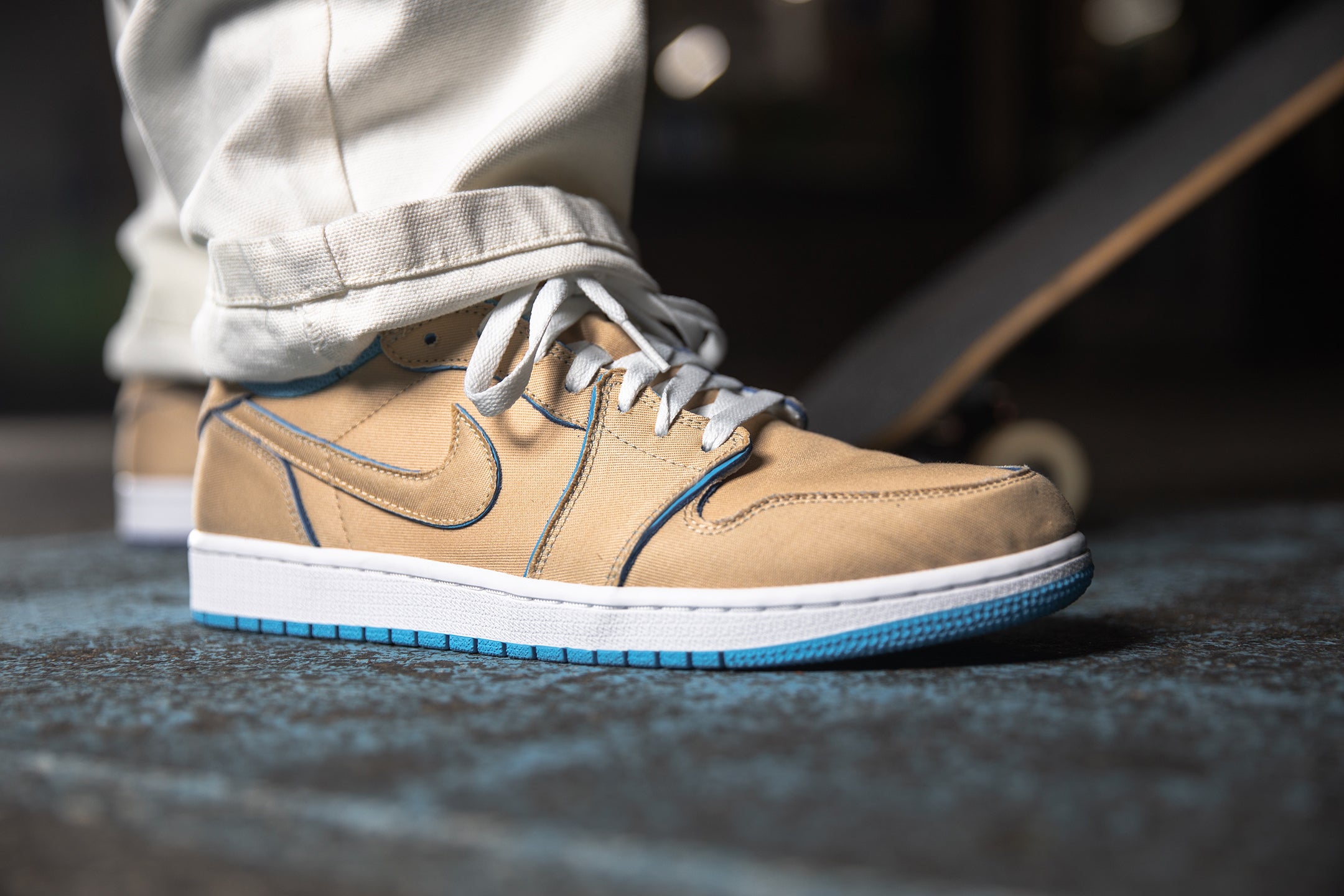 Nike SB Jordan 1 Low Desert Ore QS Release PLA Skateboarding