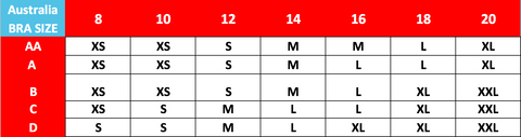 The Travel Bra Company Size Chart