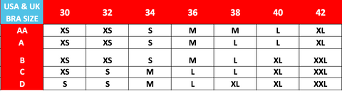 The Travel Bra Company Size chart 