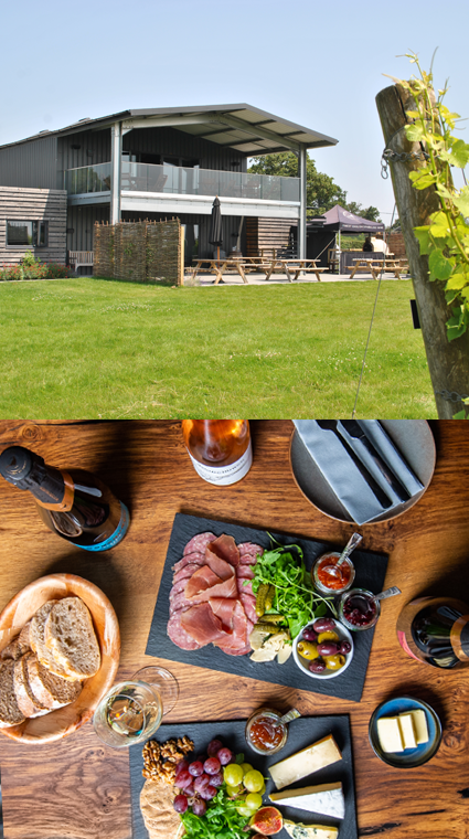 Woodchurch vineyard - building and cheese and charcuterie boards