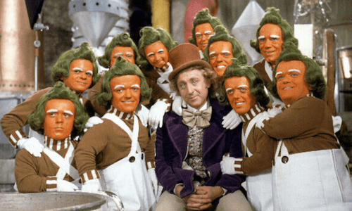 Willy Wonka with Oompa Loompas Candy District