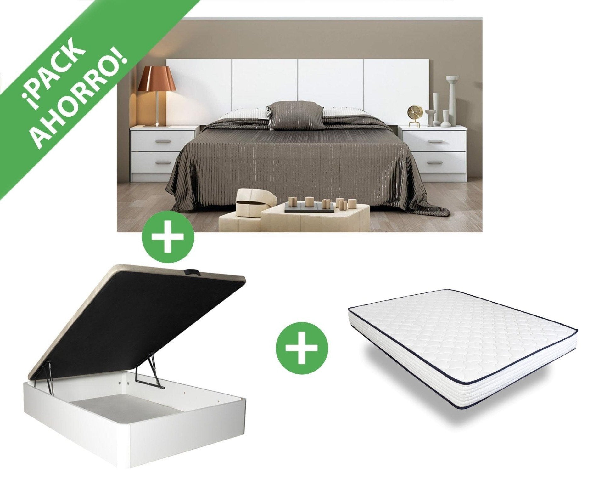 Pack Dormitorio Couple + Canape Abatible + Colchon Basic – Easy