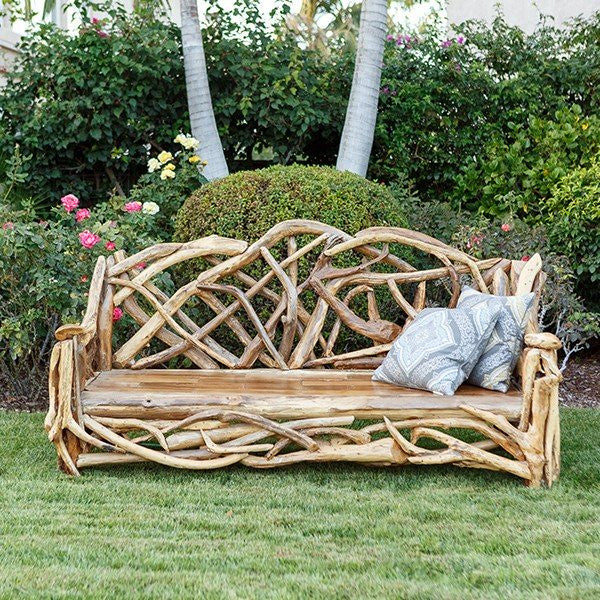 driftwood garden bench