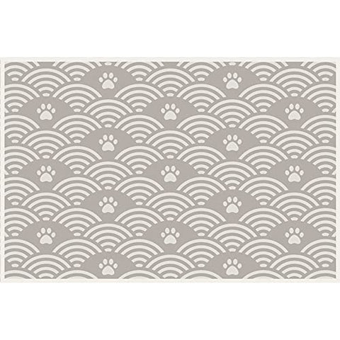 Comfy Hour Pet Mat Paw & Wave Print 0.08-inch, Grey & White