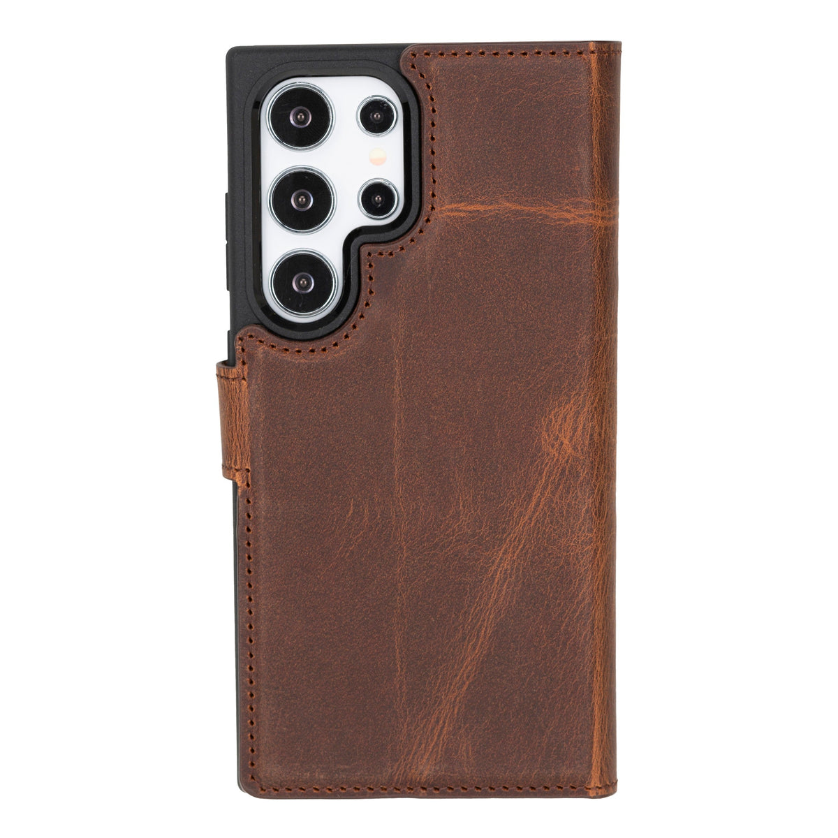 Samsung Galaxy S24 Ultra Compatible, Leather Wallet Case, Antique Brown