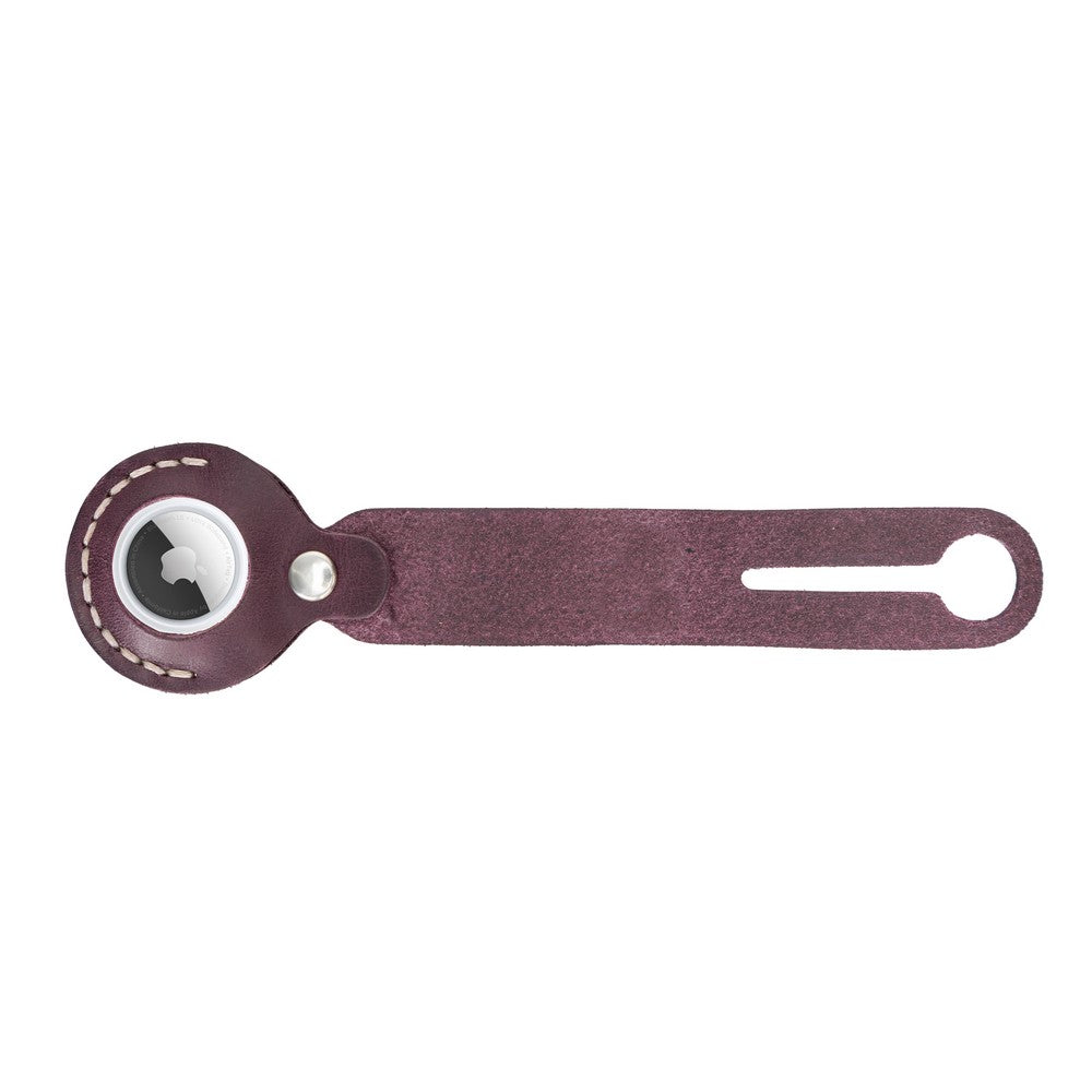 Apple AirTag Compatible Leather Keychain Beta AA7 Purple