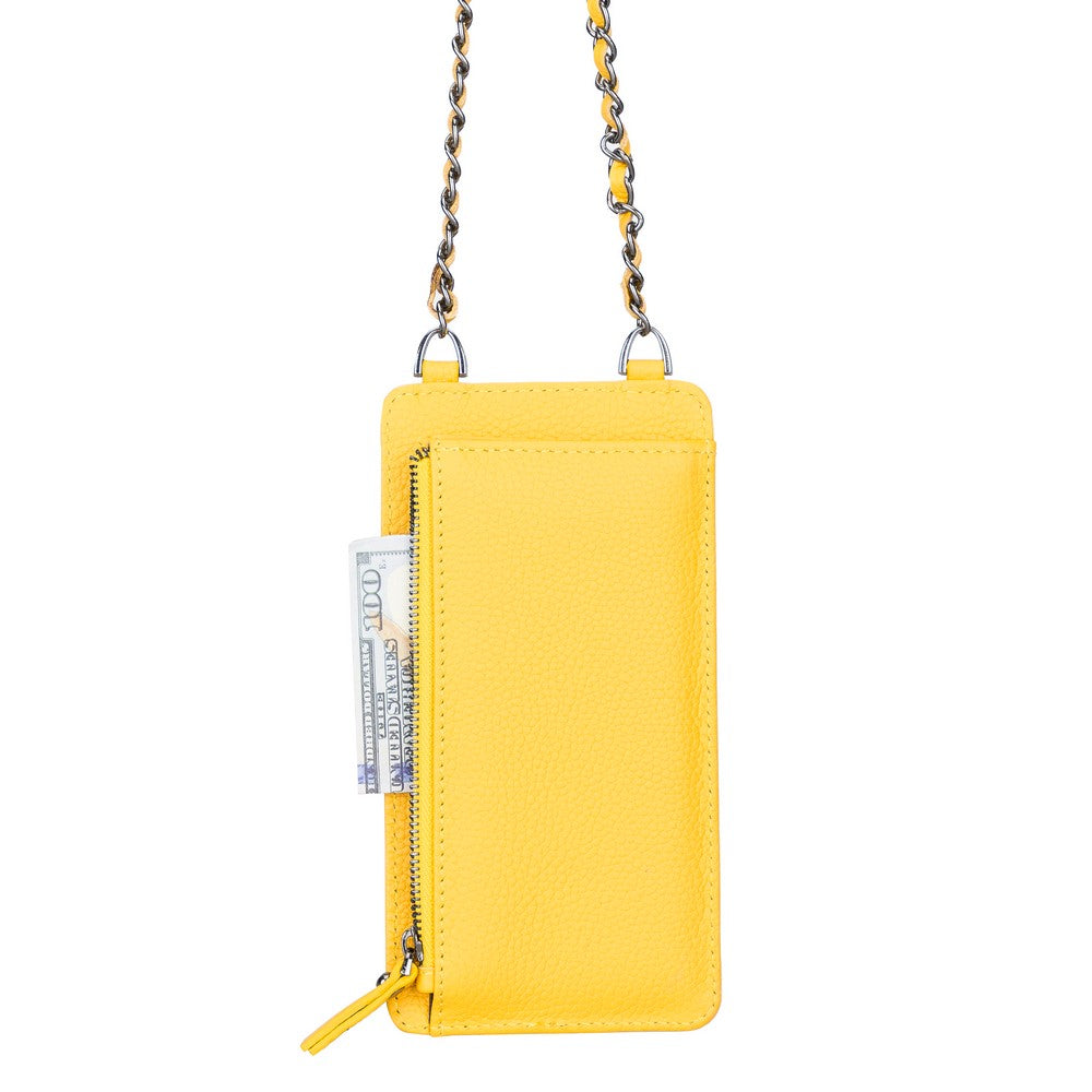 Reina 6.9 inch Compatible Leather Case with Wallet Strap FL12 Yellow