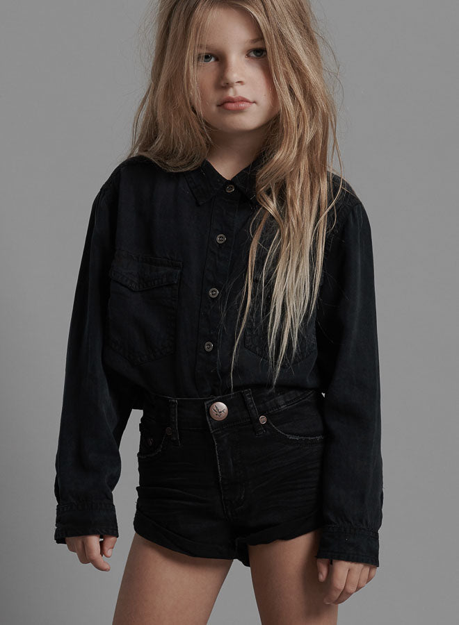 ONETEASPOON Kids - Bandits High Waist Denim Short - Black Punk