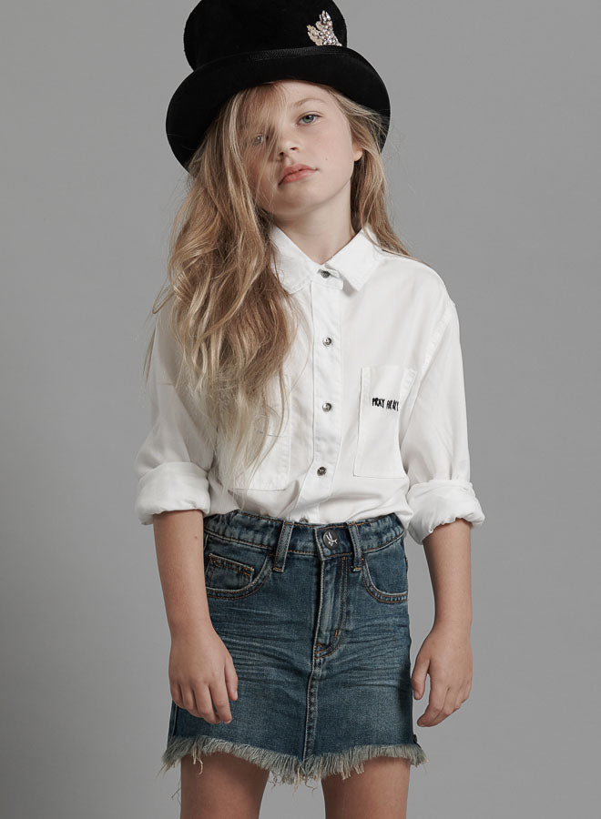 ONETEASPOON Kids - 2020 Mini High Waist Denim Skirt - Dirty Indigo