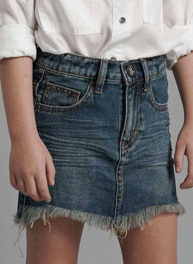 ONETEASPOON Kids - 2020 Mini High Waist Denim Skirt - Dirty Indigo