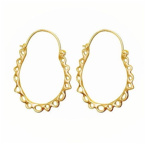14k Gold Lace Hoop Earrings