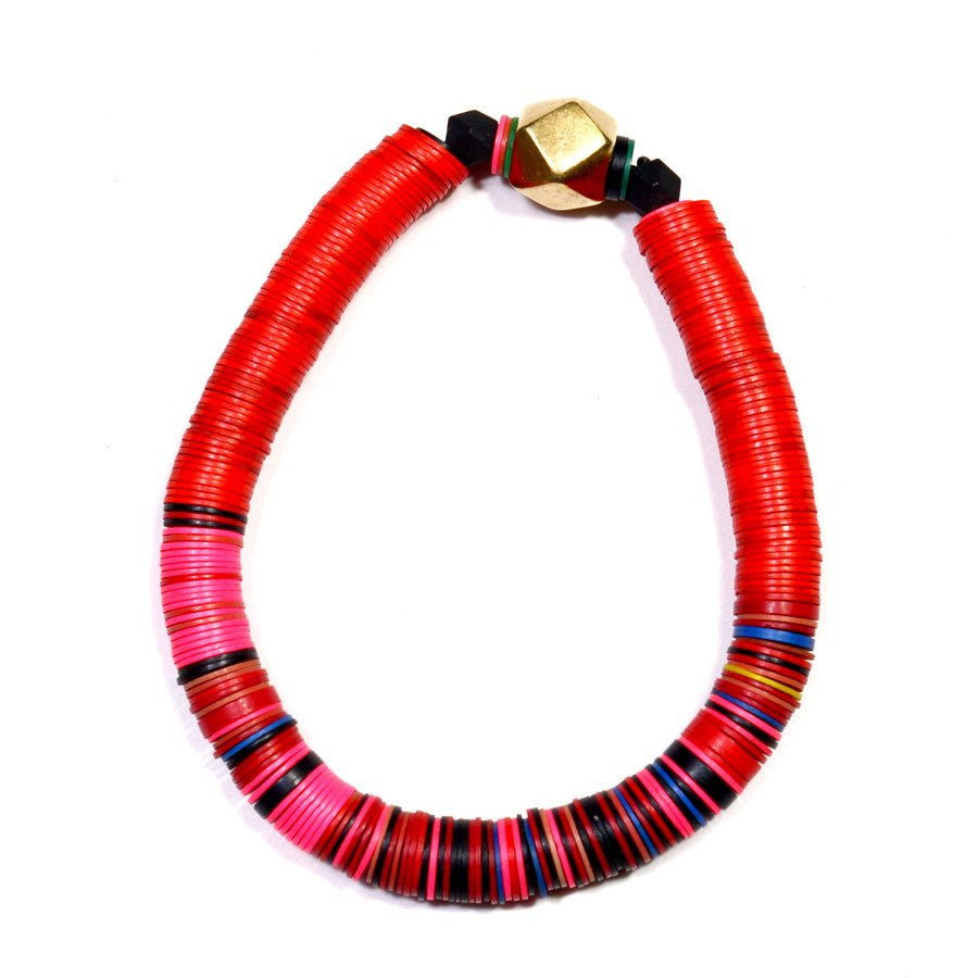 Multi Vulcanite Roll with gold tone and onyx bead bracelet