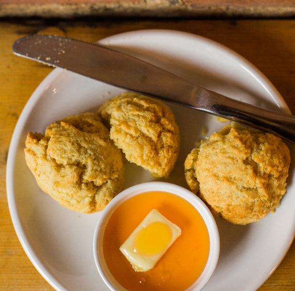 House-made Biscuits with Mike's Hot Honey at 61 Local