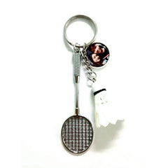 custom photo badminton keychain in white