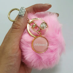 custom pink furball keychain