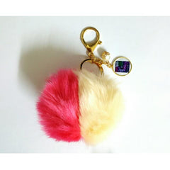 personalized photo dual colour furball keychain