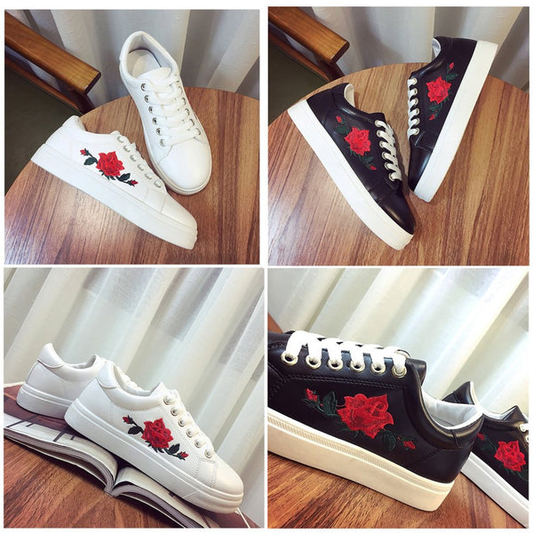 rose embroidered shoes