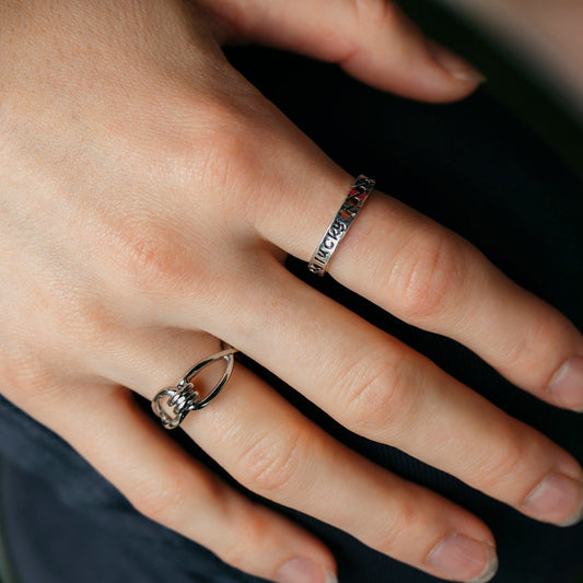 2 Pc Silver Plated Twisted Lucky Chunky Cross Braid Ring Set