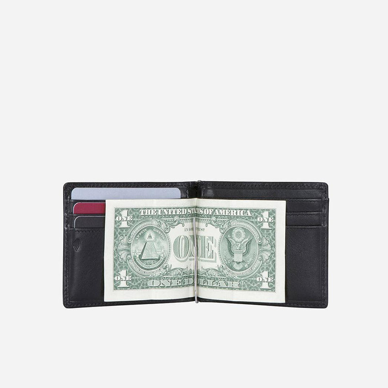Leather Money Clip Wallet, Black