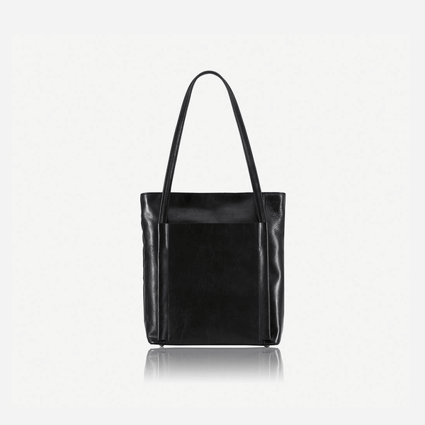 Handbags - Upright Leather Shopping Tote, Matt Black