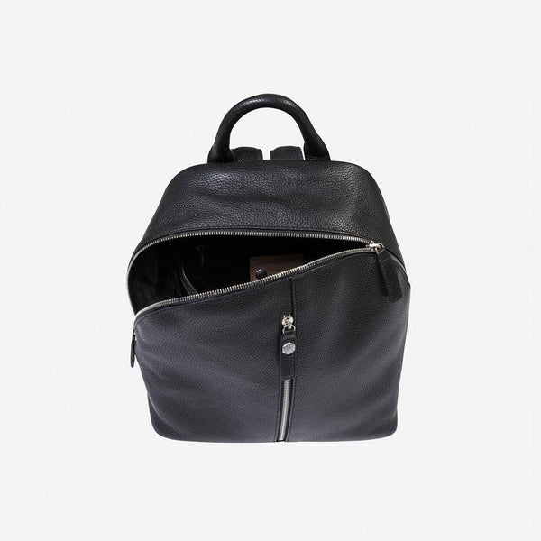 Leather  Backpacks - Casual Ladies Zip-Top Backpack 35cm, Black