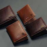 Slim Bifold Wallet with Coin, Tan