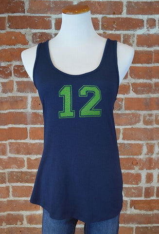 Seattle 12 Crossover Back Tank, Navy