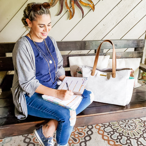 white elm aquila tote work bag for moms five essentials for the working mom