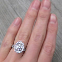 2ct Hearts & Arrows Moissanite Halo Engagement Ring with Pavé Band