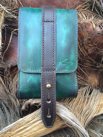 Turquoise Leather Piatto Phone Holster