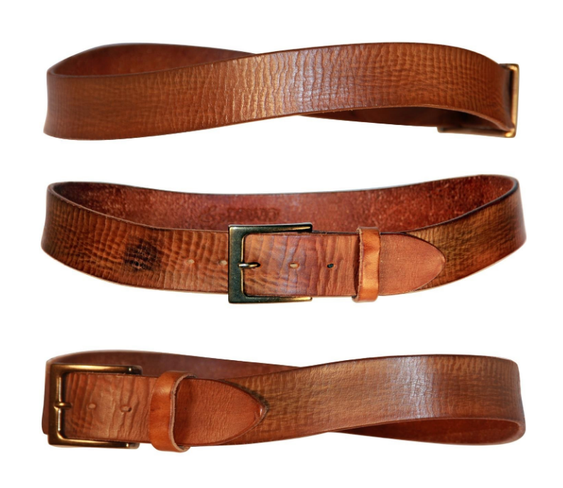 curved leather belt