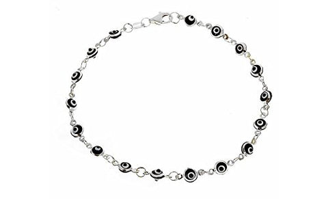 Ben & Jonah 925 Sterling Silver Evil Eye 8 inch Bracelet - Black