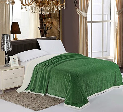 Cozy Home Luxurious Reversible Sherpa Lining Carved Velboa Comforter - Queen (Garden Green)