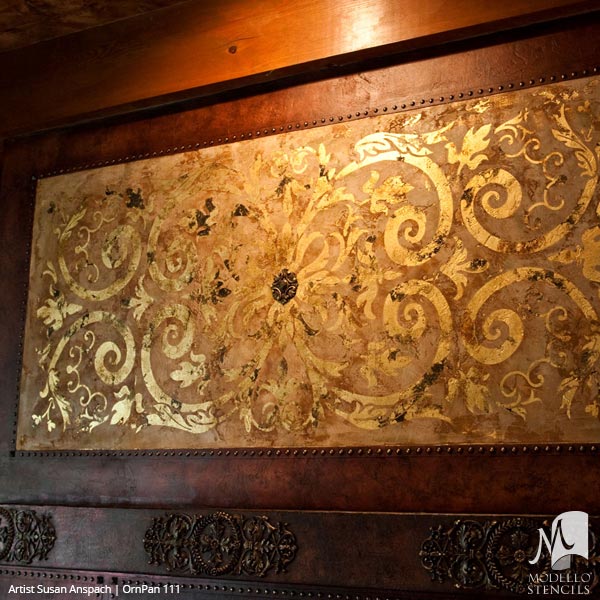 Professional Decorative Painting Tutorial: Inlaid Distressed Gilded Gold Wall Stencils