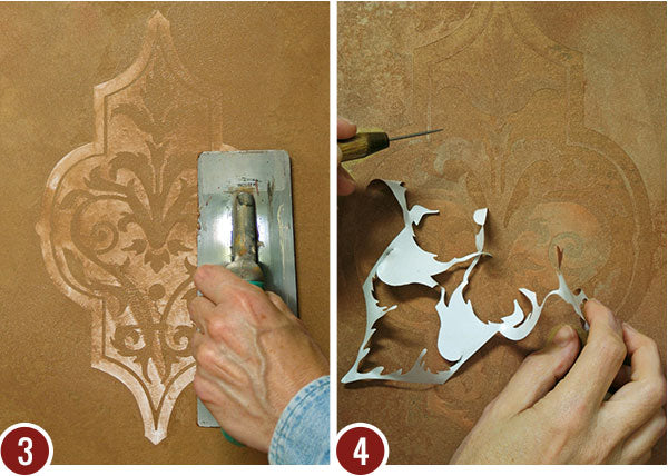 Decorative Wall Art Stencil Tutorial: Paint a Embossed Leather Look with Wall Art Stencils