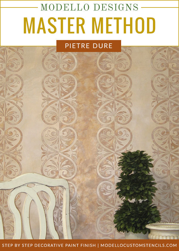 Decorative Paint Finish Tutorial - How to Stencil Custom Designs with Plaster - Get the Look of Inlaid Stone with Pietre Dure & Modello Stencils