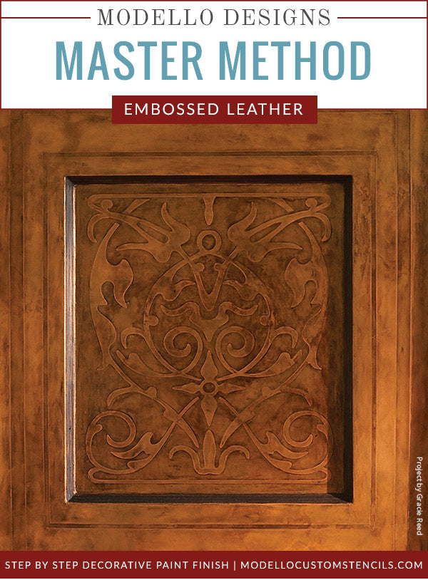 Decorative Wall Art Stencil Tutorial: Paint a Embossed Leather Look with Wall Art Stencils