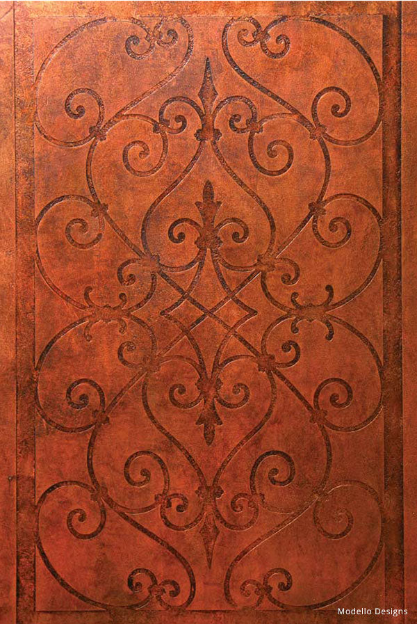 How to Stencil: Old World Faux Pressed Metal Decorative Finish