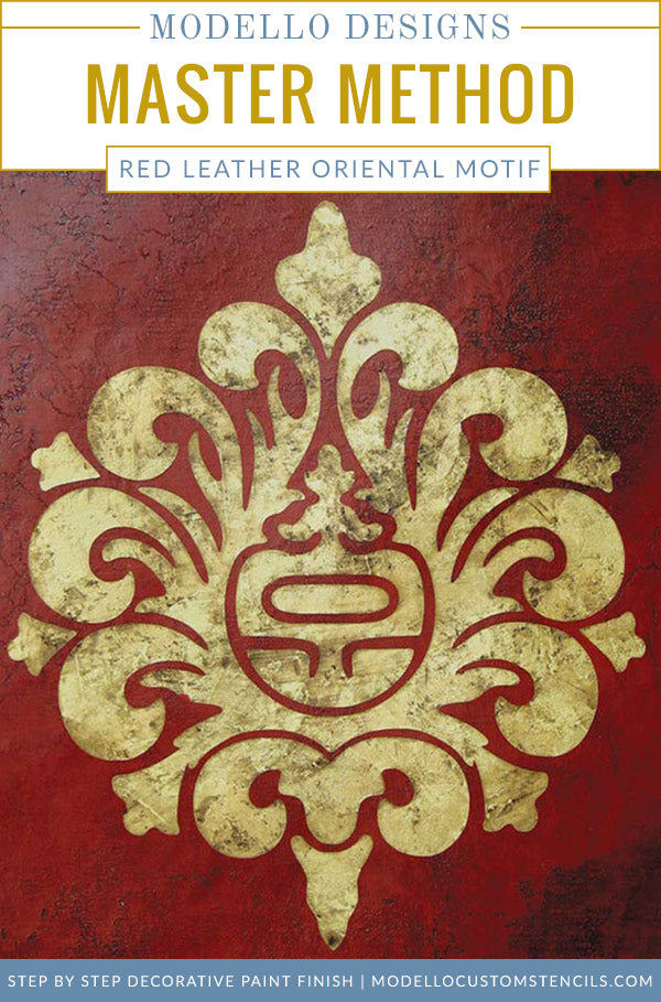 How to Paint a Professional Decorative Finish - Asian Oriental Wall Art Stencils with Red Plaster Finish