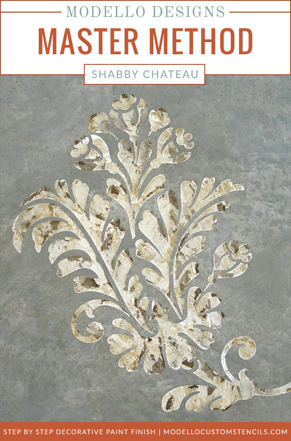 How to Stencil Tutorial: Shabby Chic French Floral Wall Mural Finish