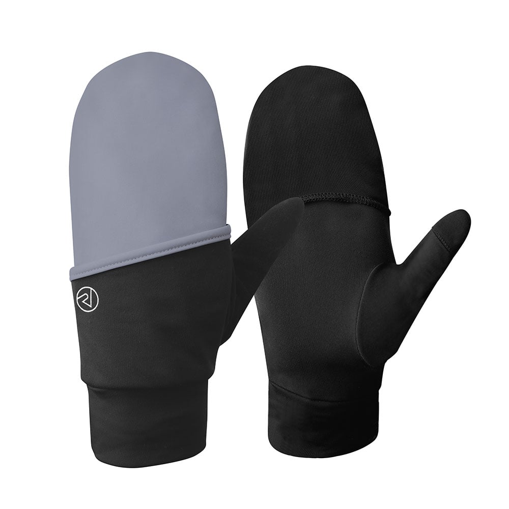 Black Reflective Convertible Running Mitt Gloves