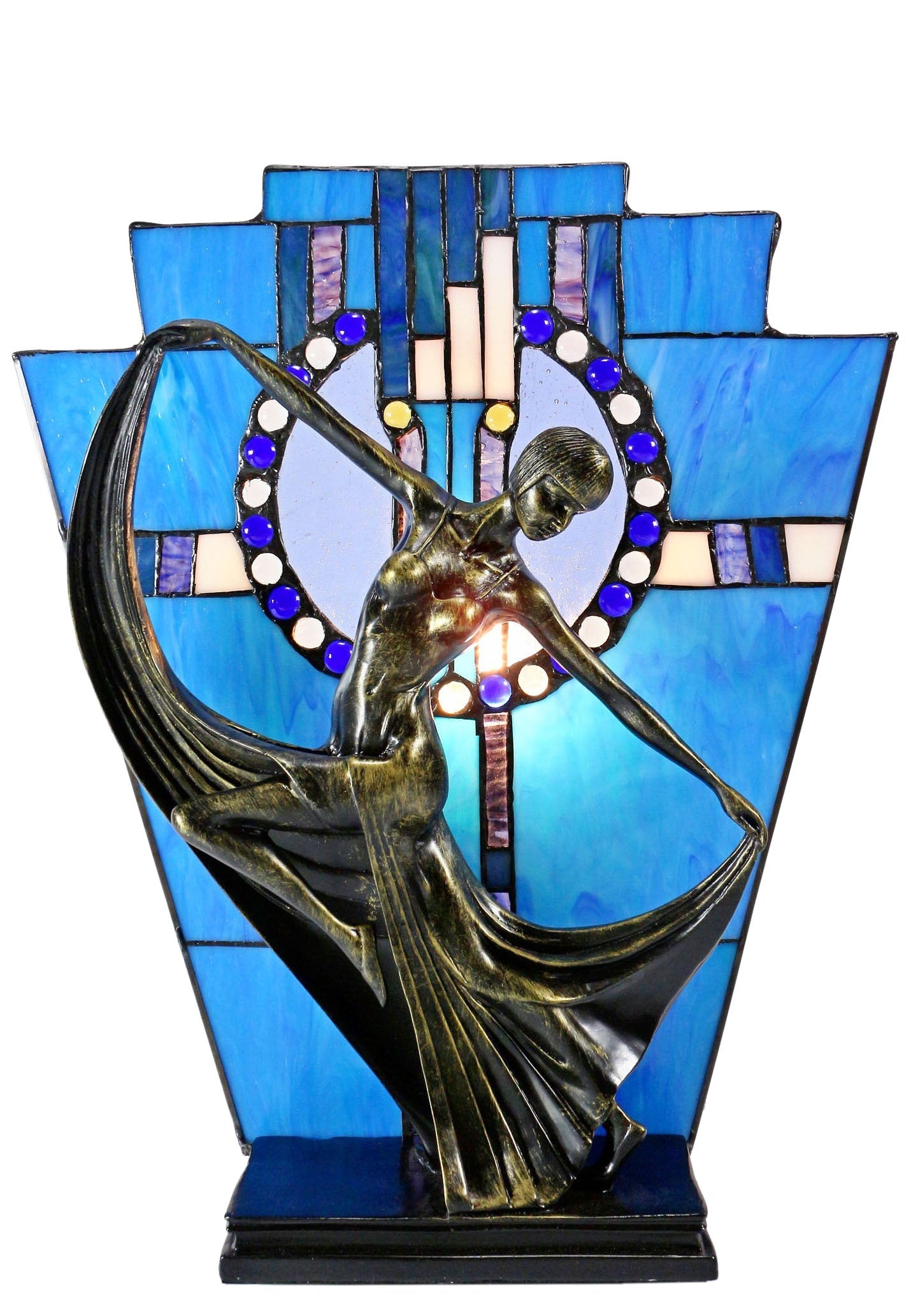 Amazing Art Deco Stunning Dancer Figurines Tiffany Stained Glass Lamp Tiffany Lamp New Zealand 